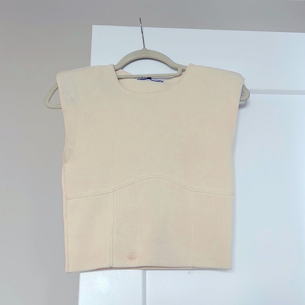 Zara shoulder pad and corset bottom beige top. OK quality